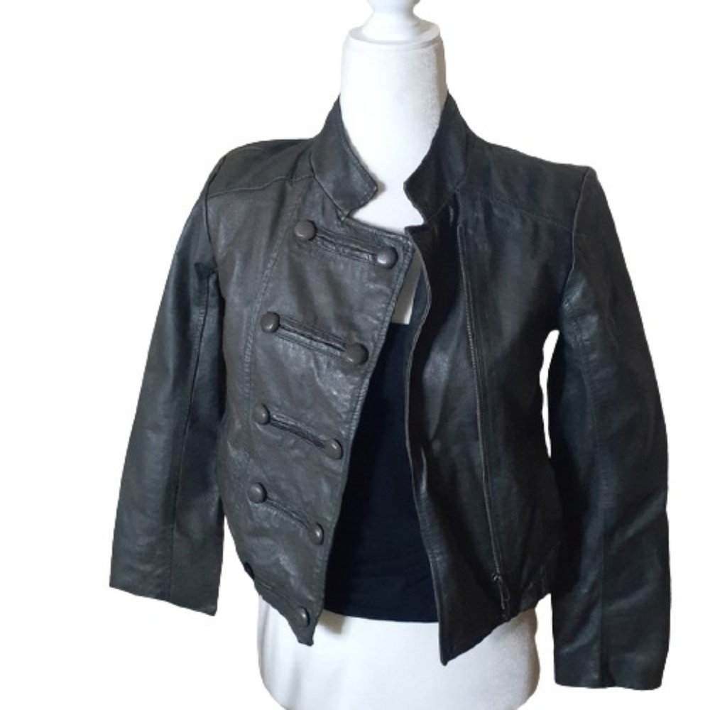 BBDakota charcoal grey leather motto jacket small